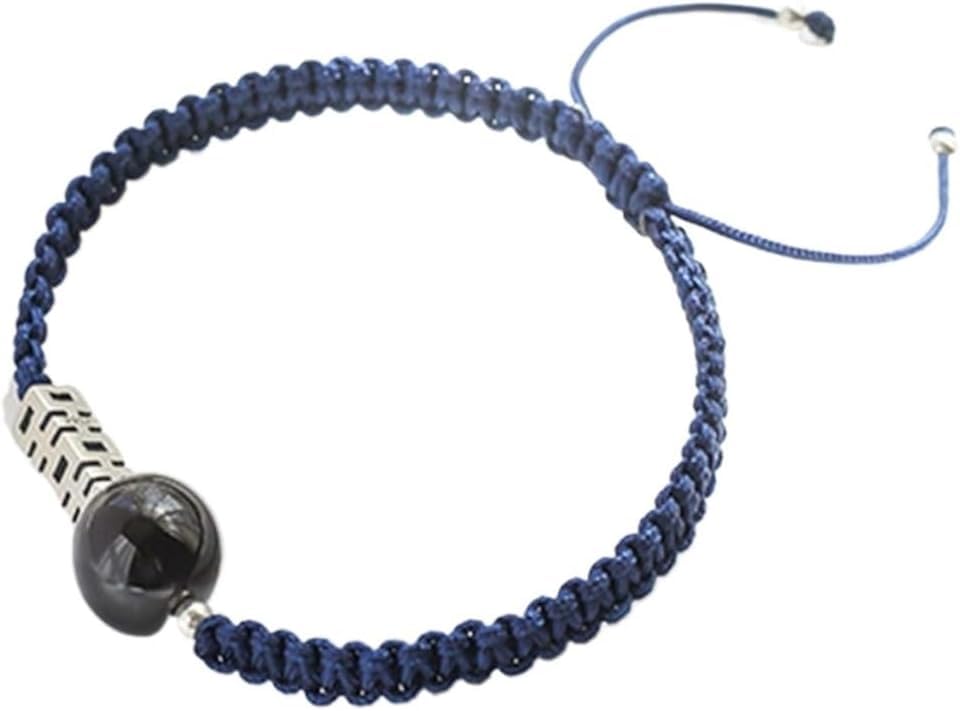 d'obsidien Noir, en Argent de l'obsidien de Cristal à Fraise Naturelle 925 pour Les Femmes Talisman ajusté protè la Chance d'amour Richesse de pêche Heureuse Blossom, Bleu