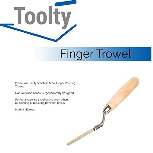 Toolty Tuck Pointer Trowel, Stainless Steel Finger Pointing Trowel, Hand Tool, with Wooden Handle, Set 4 PCS 8, 10, 12, 14mm - Image 2