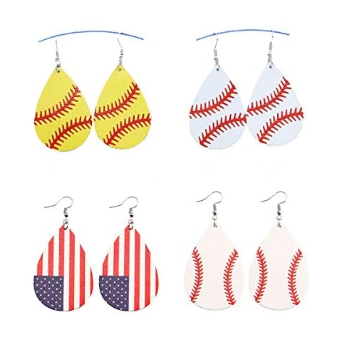 Dremcoue Baseball Leather Teardrop Earrings Cover