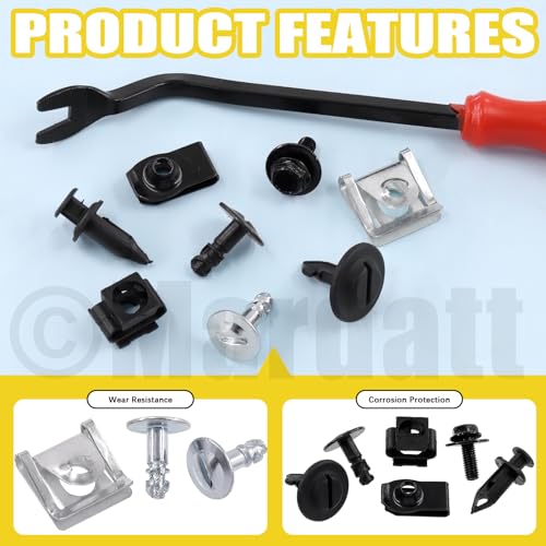 Image of 91pcs Engine Protection Pan Hardware Kit with Fastener Remover, Car Bumper Fender Plastic Rivets Kit Car Engine Under Tray Cover Clips Set Splash Shield Hardware Kit for VW & Audi