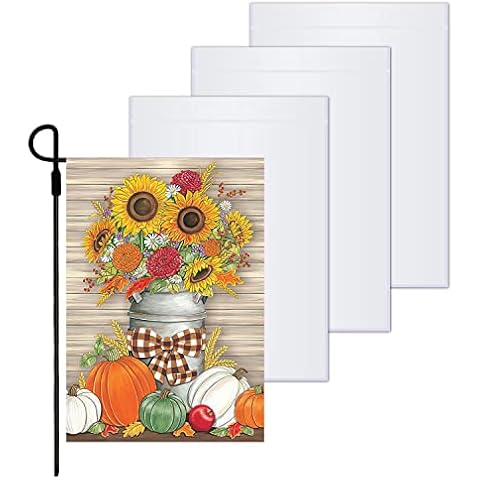 Sublimation Blanks Garden Flags Set of 4,DIY Lawn Garden Flag Polyester Banners 12 x 18 Inches Blank Yard Flags,Polyester Blank Flags for Heat Press for Indoor Outdoor Garden Decoration Cover