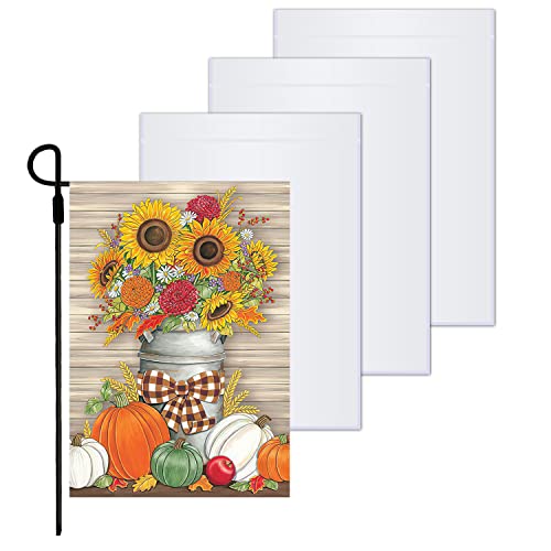 Sublimation Blanks Garden Flags Set of 4 DIY Lawn Garden Flag Polyester Banners 12 x 18 Inches Blank Yard Flags Polyester Blank Flags for Heat Press for Indoor Outdoor Garden Decoration