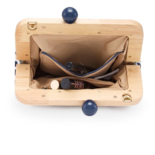 Image of Caprese Mindy Clutch, Small | Versatile Clutch for Women with Adjustable & Detachable Straps, Push Lock Closure | Stylish Clutch | Perfect for Parties, Weddings & Special Occasions (Blue)