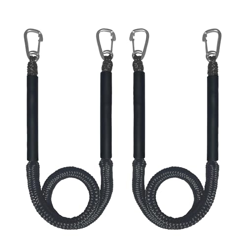 NIUTRIP Bungee Boat Dock Line, Boat Rope with Double 316 Stainless Steel Clips Accessories for Bass Boat, Jet Ski, Kayak, Pontoon, Watercraft, Waverunner, SeaDoo, Canoe,2Packs,4-6FT,Black