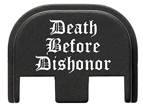 NDZ Performance Rear Slide Cover Back Plate for Glock Gen 5 Models 9MM & .40 S&W Laser Engraved Hardcoat Anodized Aluminum in Black - Death Before Dishonor