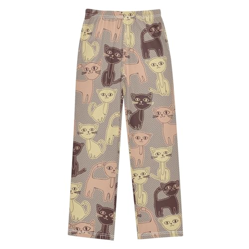 Boys' Pants Cute Cats Decor Long Bottoms Jogger Pants Elastic Waist Trousers with Pockets S-XL