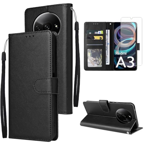 CONAPIKA Cover per Xiaomi Redmi A3 con 2 Pezzi Pellicola Vetro Temperato, Ultra-Sottile Premium Morbida TPU Opaco Case Leggero Anti Impronta Antiscivolo della Pelle della Custodia Protettiva