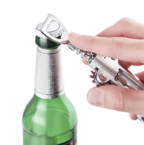 Foto von Fackelmann Hebkorkenzieher, Weinöffner für alle Korken, Hebelkorkenzieher aus Kunststoff/verchromtem Stahl (Farbe: Silber), Menge: 1 Stück