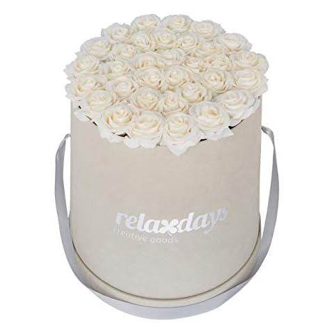 Relaxdays Round Flowerbox with 34 Faux Roses Cover