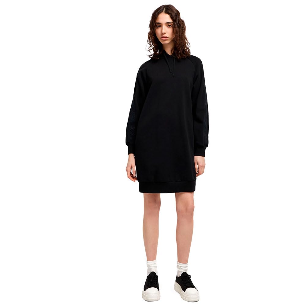 Armani Exchange Women's Arte Sella, Detalle de Cinta Monograma, Vestido, Negro, XS, Negro, XS