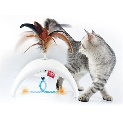 RvPaws Cat Toy Gigwi Feather Spinner Pet Droid Replaceable Natural Feather Caps & 3 Motion Sensor (B09BN1KRND) Amazon Price History, Amazon Price Tracker