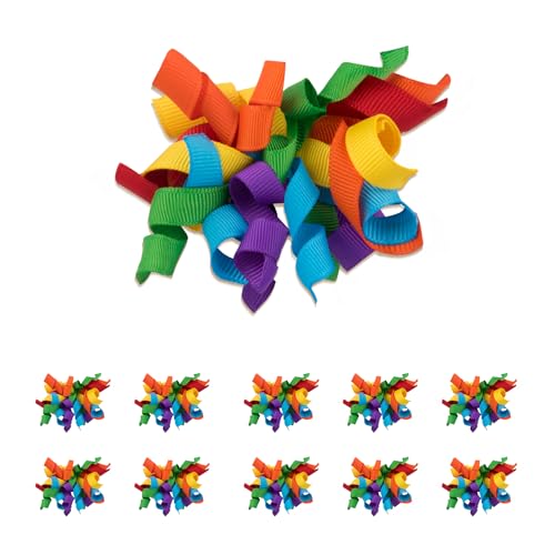 Dalababa 10 Pcs Curly Ribbon Bows for Gift Wrapping 4 Inch Spiral Satin Gift Bows for Christmas Wedding Birthday Party Wall Decorations Crafting - Colourful