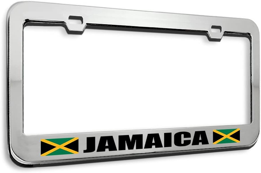 Metal License Plate Frame Jamaica Jamaican Flag Country Metal Tag Holder Car Accessories Stainless Steel 2 Holes 1 Frame