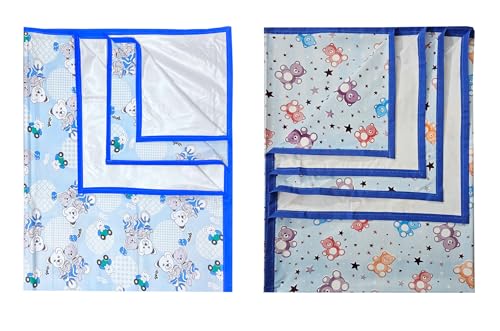 Image of EcoSoft Plastic Sheet,PVC Sheet for Kids,Rubber Sheet for Babies,Bed Wetting Protector(90 x 135 cm) (Blue Bear & Blue STARBEAR)