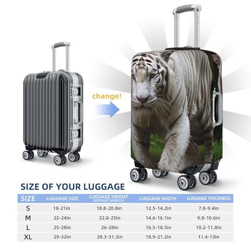 Elastic Travel Luggage Cover for Suitcase Tsa Approved Stretch Scratch-Resistant Suitcase Protector Cover Washable Majestic White Bengal Tiger Baggage Covers Fits 18-32 Inch Luggage Case2
