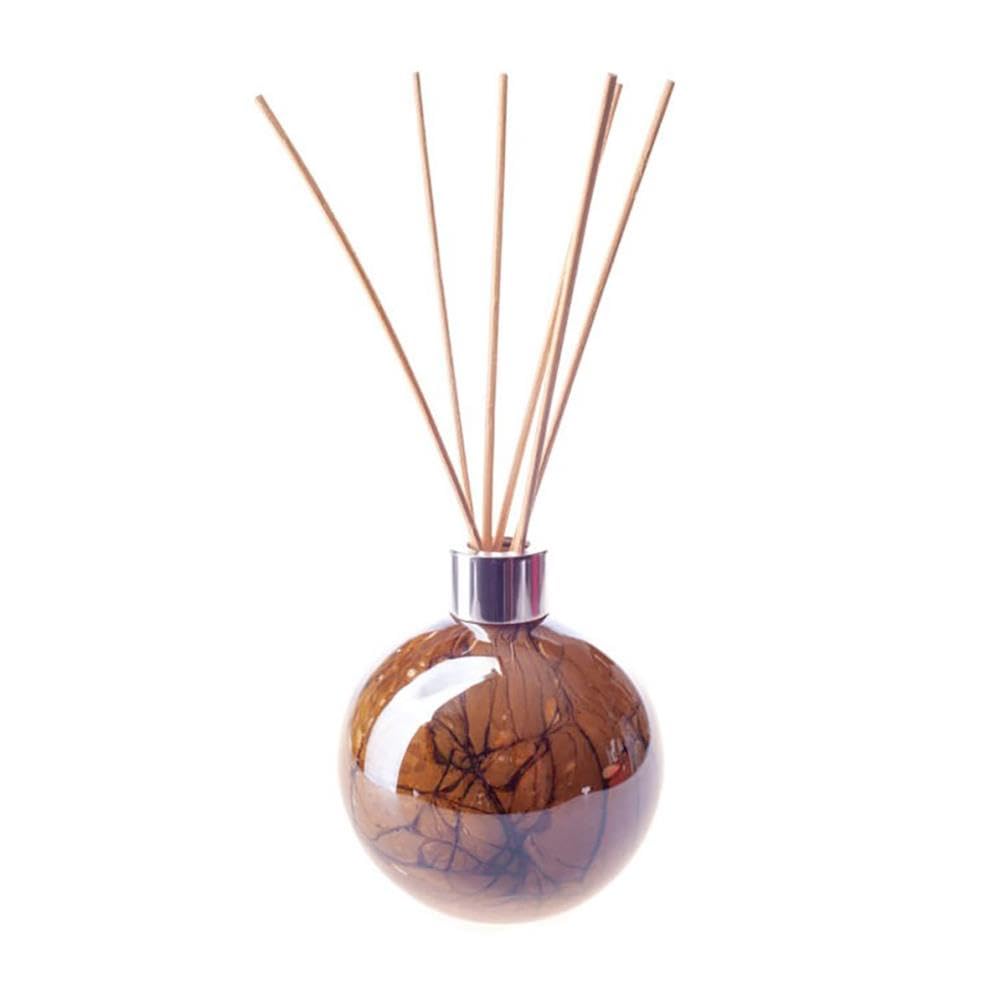 Amelia Art Glass Reed Diffuser Sphere - Dark Brown Marble