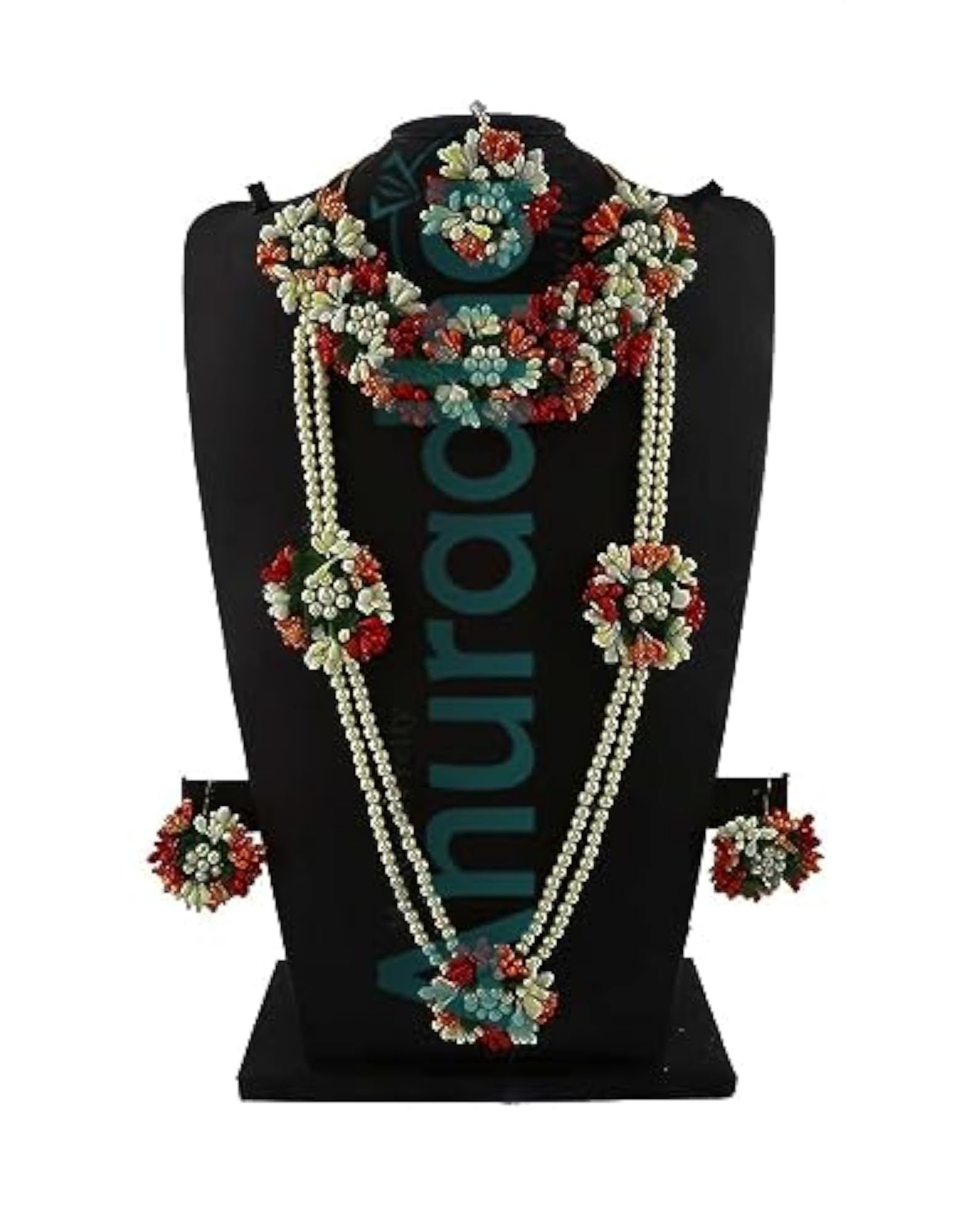 Artificial Flower Necklace Set for Mehandi Haladi Bridal Combo