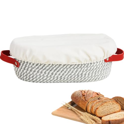 Kustimantu Cesta protectora para pan, cesta de prueba, cuerda de algodón, cesta para calentar pan, utensilios de pastelería, hornear con forro y cubierta de tela para el hogar
