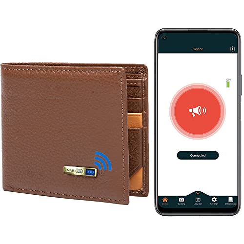 Anti-Lost Bluetooth Tracker mens wallet , Position Record (Via Phone GPS), Bifold Genuine Leather Men's Wallets