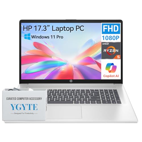 HP 17 Inch Laptop Computer | 17.3 FHD IPS Business Laptop PC | Windows 11 Pro | AMD Ryzen 5 (6-Cores) | 10-Key Number Pad | 32GB RAM 1TB SSD
