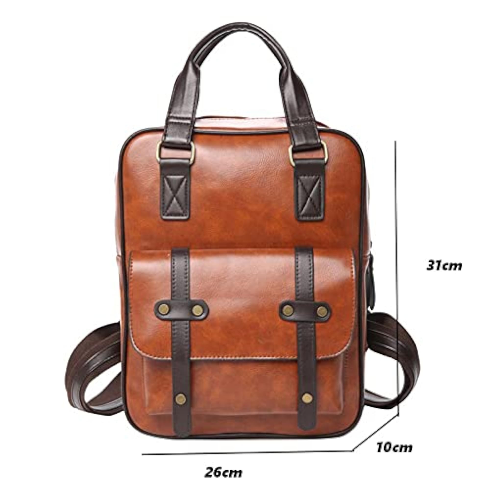 Women's PU Leather Waterproof Backpack, High Capacity Travel Bag