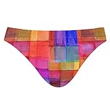 Watercolor Checkered Rainbow Colors Rectangles Men's Boxer Brief, Sexy Swim Underwear Board Shorts Swimwear Hot Body Bikini Trunks Thong Swimsuit Bathing Suit for Sports(XXXL)