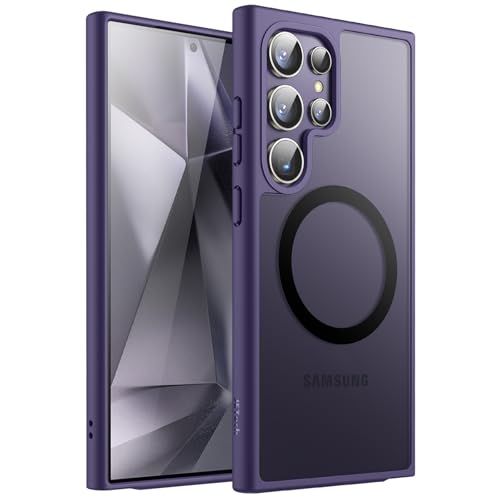 JETech Magnetic Case for Samsung Galaxy S24 Ultra 5G Compatible with MagSafe Translucent Matte Back Shockproof Phone Cover (Titanium Violet)