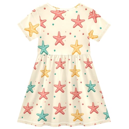 Little Girl Dresses Cute Starfish Print Summer Clothes for Toddler Girls Vaction Beach Dress2