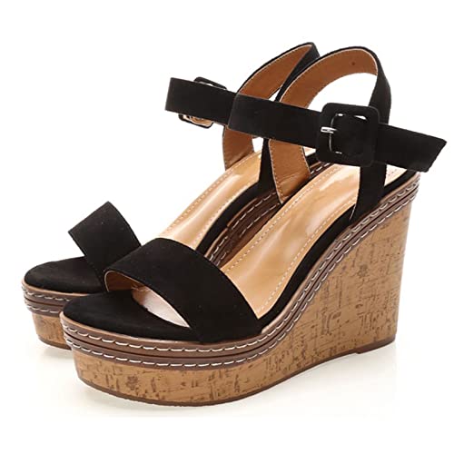 Sandales pour femmes coins chaussures à plateforme et talon super haut bout peep toe
