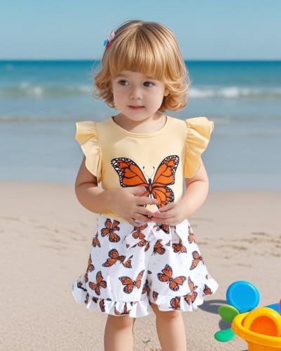Image of NZRVAWS Girl Clothes Toddler Girls Summer Outfit Heart Tank Top+Pink Shorts 2 Piece Clothing for Girl 1 2 3 4 5 6 7 T
