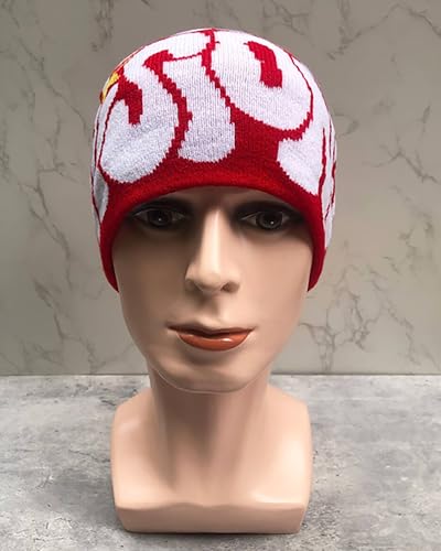 Image of yolrdiw 4 Pieces Y2k Beanie Letter Graphics Knitted Hat Winter Warm Skull Cap for Women Men