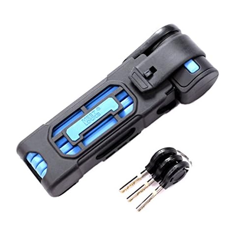 MEETLOCKS Folding Bike Lock, Ultra Strong Steel Alloy Metal Bone with Plastic Coating Cover