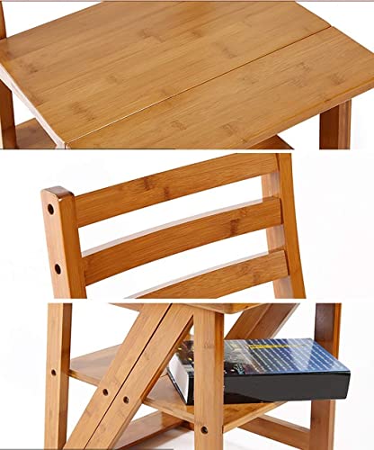 Silla para escaleras plegable de doble uso con peldaños estables de bambú 8
