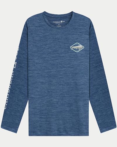 CARIBBEAN JOE Men's Standard Rash Guard, Logo Long Sleeve Sun Protection Swim, Beach and Fishing T-Shirt Top2