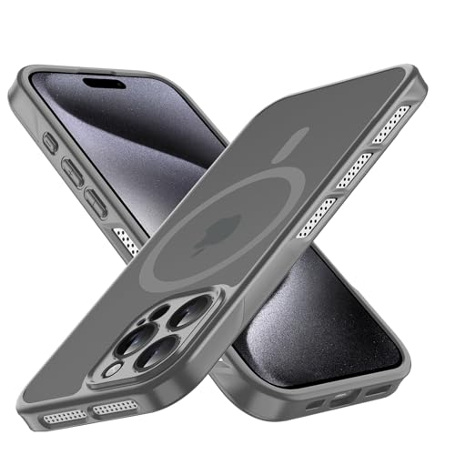 CASEINJOY Stronger Magnetic for iPhone 15 Pro Max Case, Heat Dissipation Frame, Compatible with Magsafe, Camera Protection, Matte Back Slim Protective Cover for iPhone 15 Pro Max 6.7 Inch, Gray - image 1
