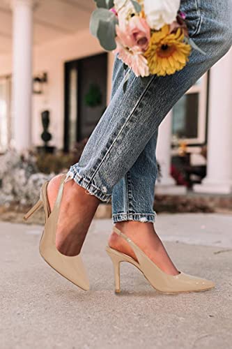 Image of Womens Slingback High Heels Pointed Toe Slip On Dress Shoes | Closed Toe,Stiletto Heels,Women's Pumps,Dressy Casual,Party,Wedding,Prom,Work Shoes,Going Out