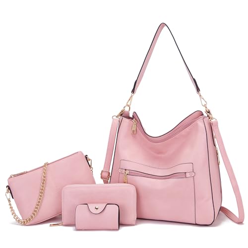 Image of Qiyuer 13 inch Women Spacious Soft PU Handbag Hobo Bag Purse Wallet Set 4pcs | Large, Dual-use Crossbody & Shoulder Bag, Multi-pocket, Divided Compartments, Fits Tablet, Versatile for Daily & Work