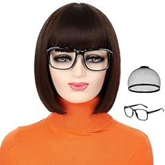 Dark Brown + Glasses + Wig Cap