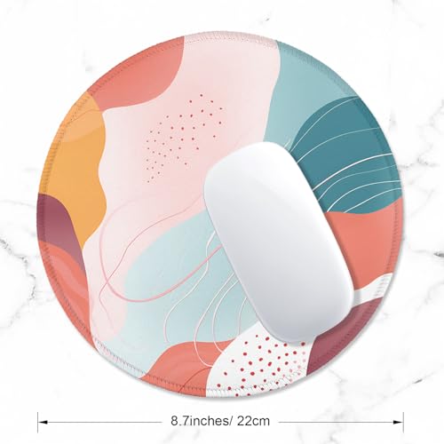 ITNRSIIET Round Mouse Pad with Stitched Edge Premium-Textured Waterproof Non-Slip Rubber Base Desktop Protection Mat Diameter 8.7 inches, Art Style Pattern - Thumbnail 2