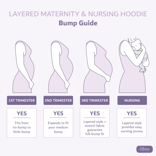 Eliana Ultra-Soft Layered Maternity & Nursing Hoodie - Nursing Sweatshirts For Breastfeeding - Maternity Hoodie Winter White #TOP5