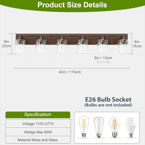 Image of Bathroom Light Fixtures,6-Light Oil Rubbed Bronze Vanity Lights Over Mirror