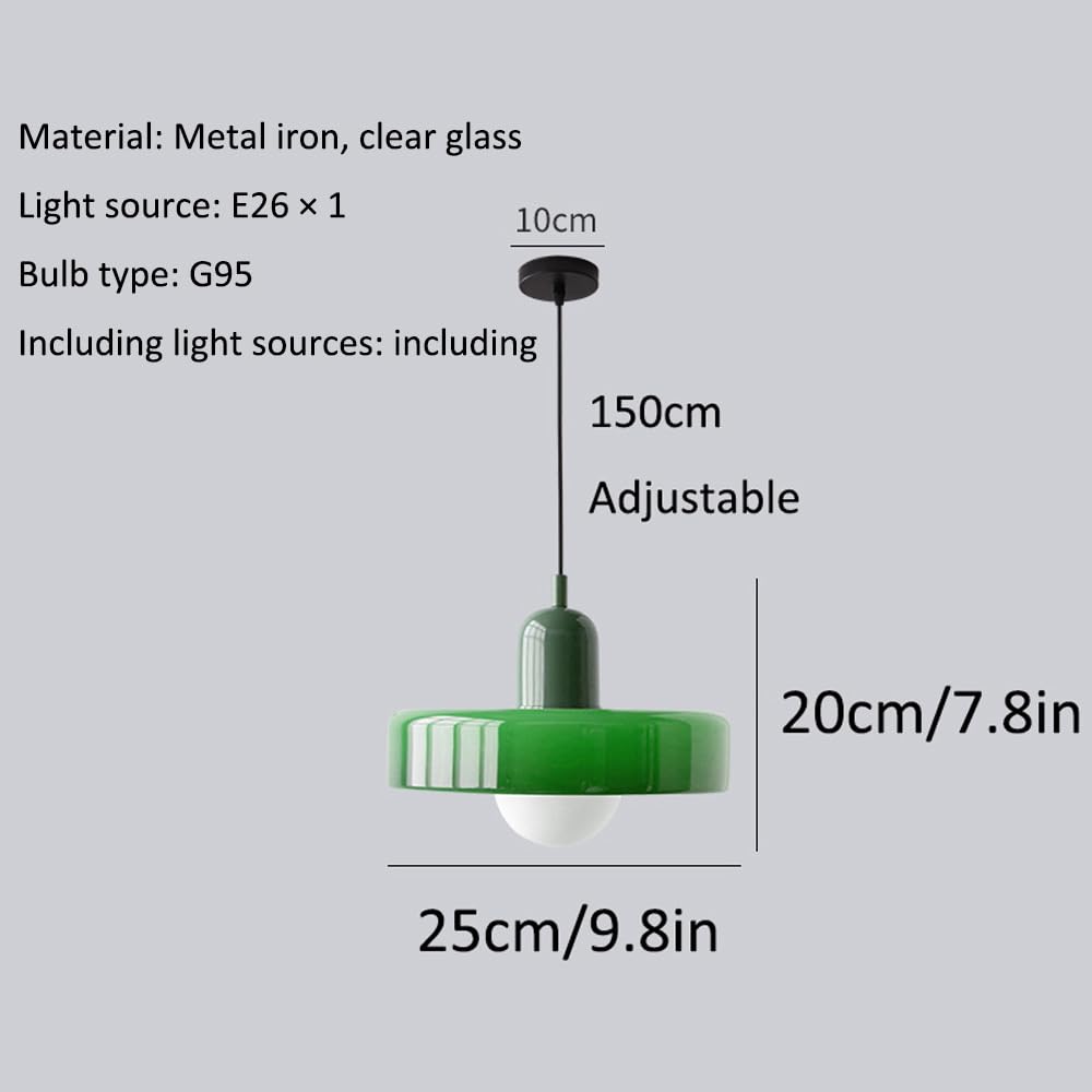 Halverwege de eeuw retro groene glazen hanglamp - moderne