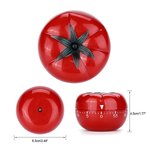 Nicoone Pomodoro Timer, Tomato Shaped Mechanical 60 Minutes Countdown Timer Kitchen Cooking& Baking Helper 6. 3 X 4. 5cm - Image 4