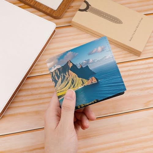 Seaside Mountain Skyline Wallet Elegant Leather Wallets with ID Window & 2 Card Slots, Slim Bifold Wallet for Men Women4