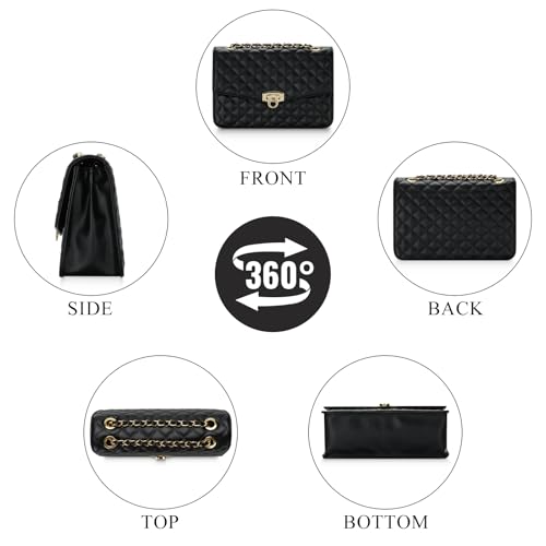 Quilted Crossbody Bag for Women, Vegan Leather Small Shoulder Purse with Chain Strap,Medium Clutch Handbag3