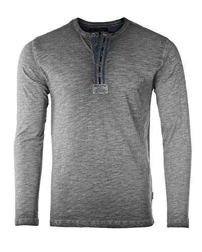 ZIMEGO Mens Casual Slim Fit Color Dye Long Sleeve Henley Fashion Athletic Shirt Charcoal