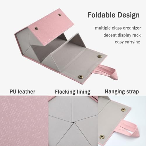 Image of Kenpal Sunglasses Storage Organizer Holder Foldable Travel Case with 5 Slot Compartments for Multiple Glasses