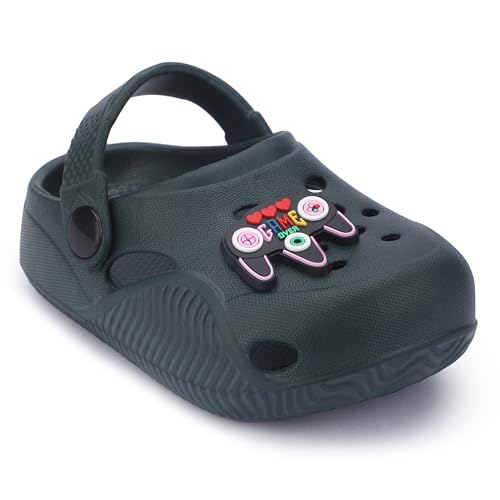 Image of GIMME ! Little Monkey, Toddler Clogs Slippers, 12 Months to 6 Years, Baby Boy, Waterproof, Lightweight, Cute Cartoon Fun Charms, Pink, Non-Slip Sole