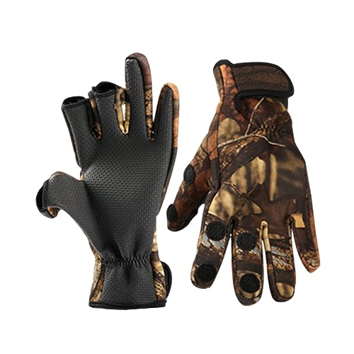 ifundom 1 Pair Fashion Neoprene Thermal Gloves Slip Windproof Finger Exposure Design for Outdoor Activities Like Driving Cycling Fishing and Camping XL Camouflage