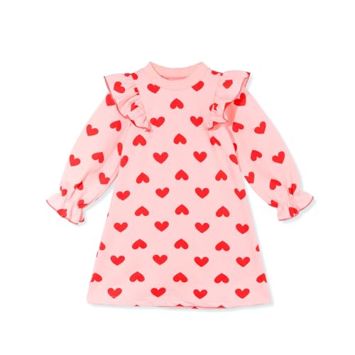 Ozkiz Heart Dresses for Girls Toddler Pink Dress with Hearts Ruffle 4t